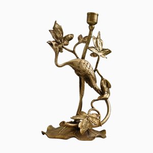 Vintage Brass Candlestick with Ibises, 1960s