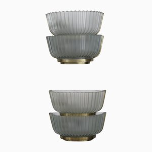 Vintage Itallian Brass and Glass Wall Lamps by Archimede Seguso, 1950s, Set of 2