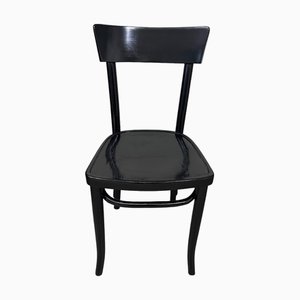 Sedie nere in legno curvato, anni '70, set di 3