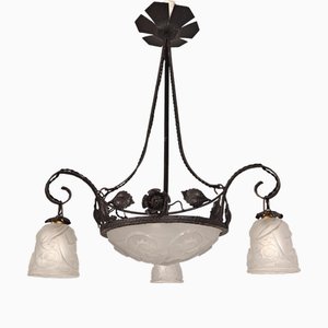 French Art Deco Chandelier from Verrerie Dart Degué, 1920s