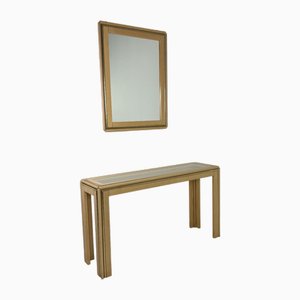 Italienische Vintage Konsolentische und Spiegel im Stil von Aldo Tura, 1970er, 2er Set