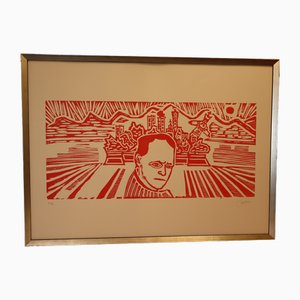 Bellora, Luccan Figur, 1970er, Lithographie, Gerahmt