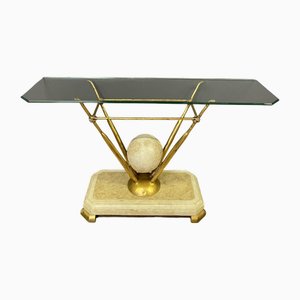 Glass and Marble Console Table from Fournier Paris, 1970s