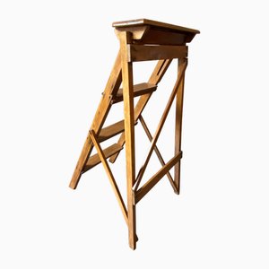 Vintage Folding Wooden Painters Workshop Stepladder, 1940s