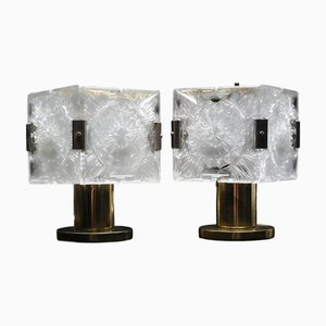 Crystal Glass Table Lamp by Jaroslav Beyvl Sr. for Kamenický Šenov, Czechoslovakia, 1970s, Set of 2