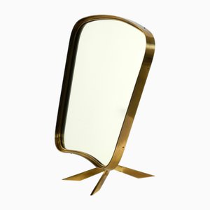 Großer verstellbarer Vintage Tischspiegel aus Messing von Zier Form, 1950er