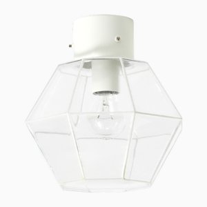 Lampada da soffitto vintage a forma di ottagono in vetro di Glashütte Limburg, anni '70