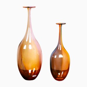 Swedish Handblown Art Glass Bottle Vases by Kjell Engman for Kosta Boda, 1990s, Set of 2