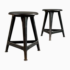 Industrielle Vintage Werkstatthocker, 1940er, 2er Set