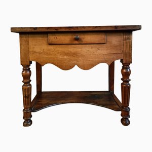 Mesa auxiliar francesa Louis Philippe antigua de nogal y cerezo, siglo XIX