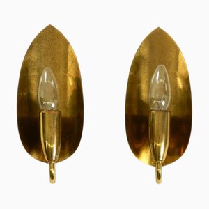 Mid-Century Modern Cone Brass Wall Lamps, 1950s, Set of 2