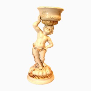 Putto Vase Holder in Vecchia Bassano Ceramic, 1950s