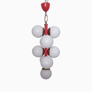 Lampada a sospensione Sputnik in vetro opalino, anni '60