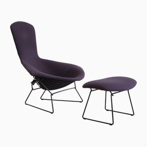 Juego de silla Bird y otomana de Harry Bertoia para Knoll, años 60. Juego de 2