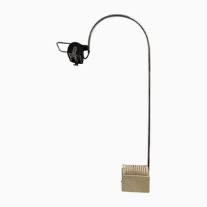 Vintage Arc Lamp in Chrome Plated and Travertine Marble by Targetti Sankey, 1980s