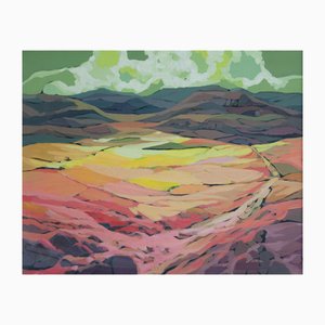 Escola d'Olot Artist, Cerca de Sarroca Landschaft, 1970er, Öl auf Leinwand