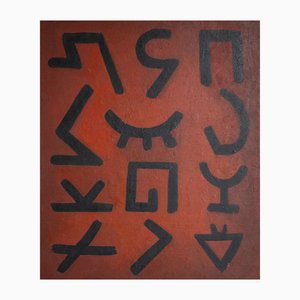 Manuel Rufi Gibert, Geometric Abstraction in Red, 1990s, Oil on Board