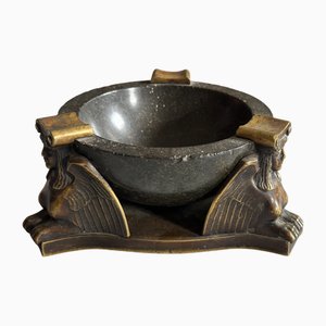 Early 20th Century Bronze and Serpentine Ashtray attributed to Albin Müller, 1920s