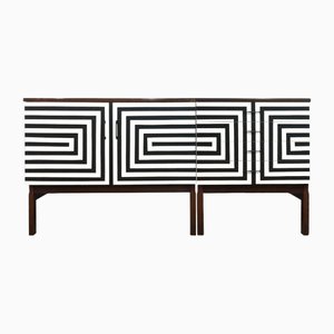 Enfilade Modulaire avec Motif Op Art, Pologne, 1970, Set de 2