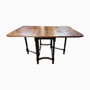 Mesa extensible vintage con patas de cuerda torcida, años 20