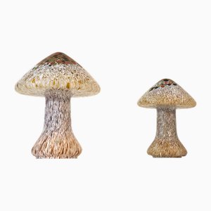 Lámparas de mesa Artglass suecas con forma de hongo de Monica Backström para Kosta Boda, años 70. Juego de 2