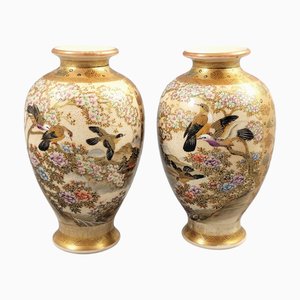 Hododa Satsuma Vases with Shimazu Crest, 1890s, Set of 2