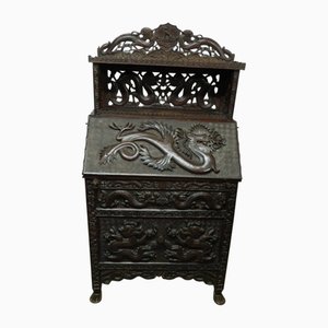Chinese Dragon Carved Secretaire