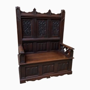 Antique Neo-Gothic Chest Bench, 1880