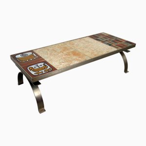 Ceramic and Steel Coffee Table by Jean Gregorieff for Roche Bobois 1960s-1970s