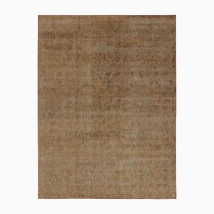 Distressed Rug in Beige and Gold with Geometric Patterns by Rug&Kilim