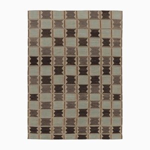 Teppich mit geometrischen Mustern in Beige-Braun und Blau von Rug&Kilim