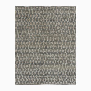 Tappeto Block Print marrone con motivi floreali grigi di Rug&Kilim