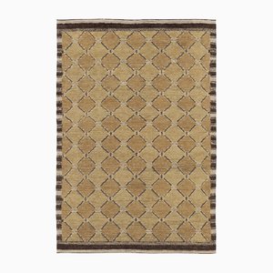 Rug with Beige-Brown Geometric Patterns by Rug&Kilim