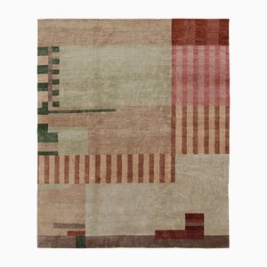 Tappeto quadrato beige-rosa con motivi geometrici di Rug&Kilim