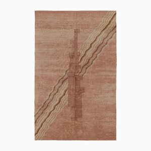 Rug in Beige and Pink with Stylized Skyscraper by Rug&Kilim