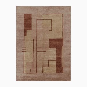 Rug in Beige-Pink with Geometric Patterns by Rug&Kilim