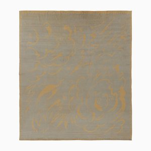 Rug in Beige with Gold Curving Patterns by Rug&Kilim
