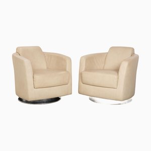 Butacas Sam de cuero crema de Ewald Schillig. Juego de 2