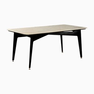 Vintage Dining Room Table in Beech and Marble, 1950s