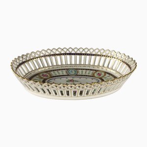 Cesta antigua de porcelana de Potschappel, Alemania, siglo XX