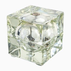 Mushroom Table Lamp in Opal Glass and Chrome by Doria