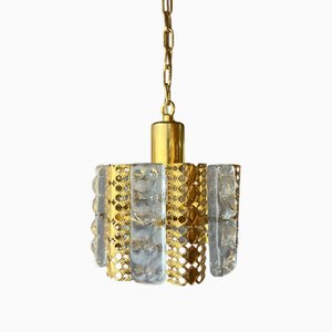 Glass and Brass Pendant Lamp by Carl Fagerlund for Orrefors