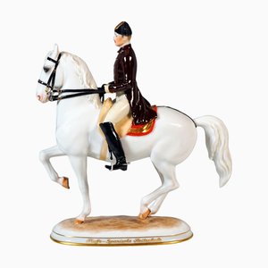 Spanish Riding School in Vienna Piaffe with Rider by Albin Doebrich for Augarten, 1926