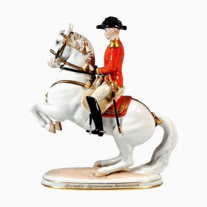 Spanish Riding School in Vienna Piaffe with Rider by Albin Doebrich for Augarten, 1926