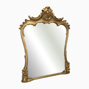 Large Antique English Gilt Shaped Mirror, 19th Century