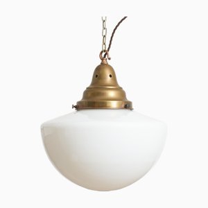 Lampada a sospensione Church in vetro opalino di Maxlume, anni '40