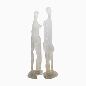Daum, Male and Female, Couturier, France, 1970s, Glass Paste, Set of 2