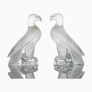 Frosted Crystal Liberty Eagle Sculptures from Lalique, France, 1975, Set of 2