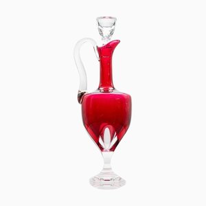 Jarra de cristal rojo y transparente de Saint Louis, Francia, 1965