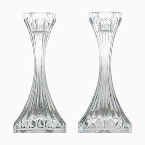Clear Crystal Candleholders from Baccarat, France, 1990s, Set of 2